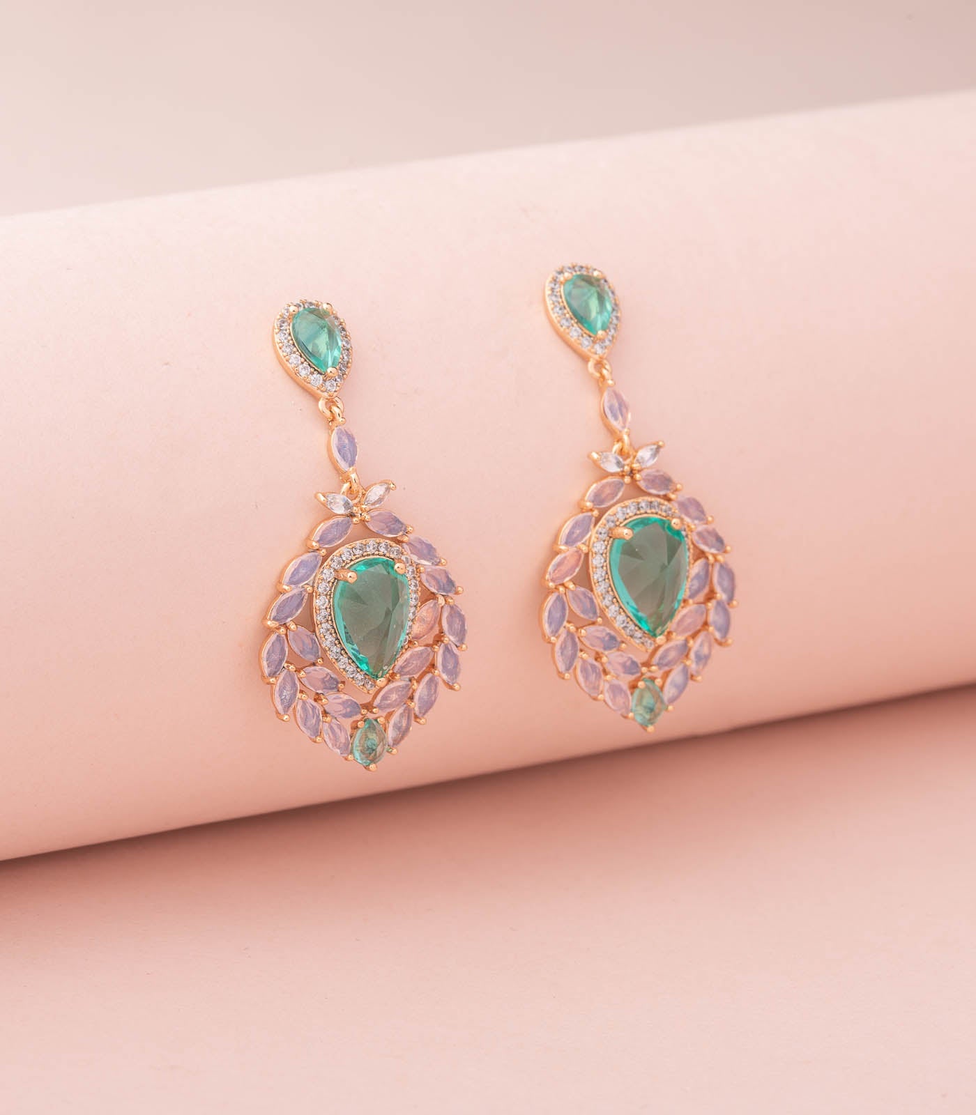 Magnificant Sea Green Drop Earring (Brass)