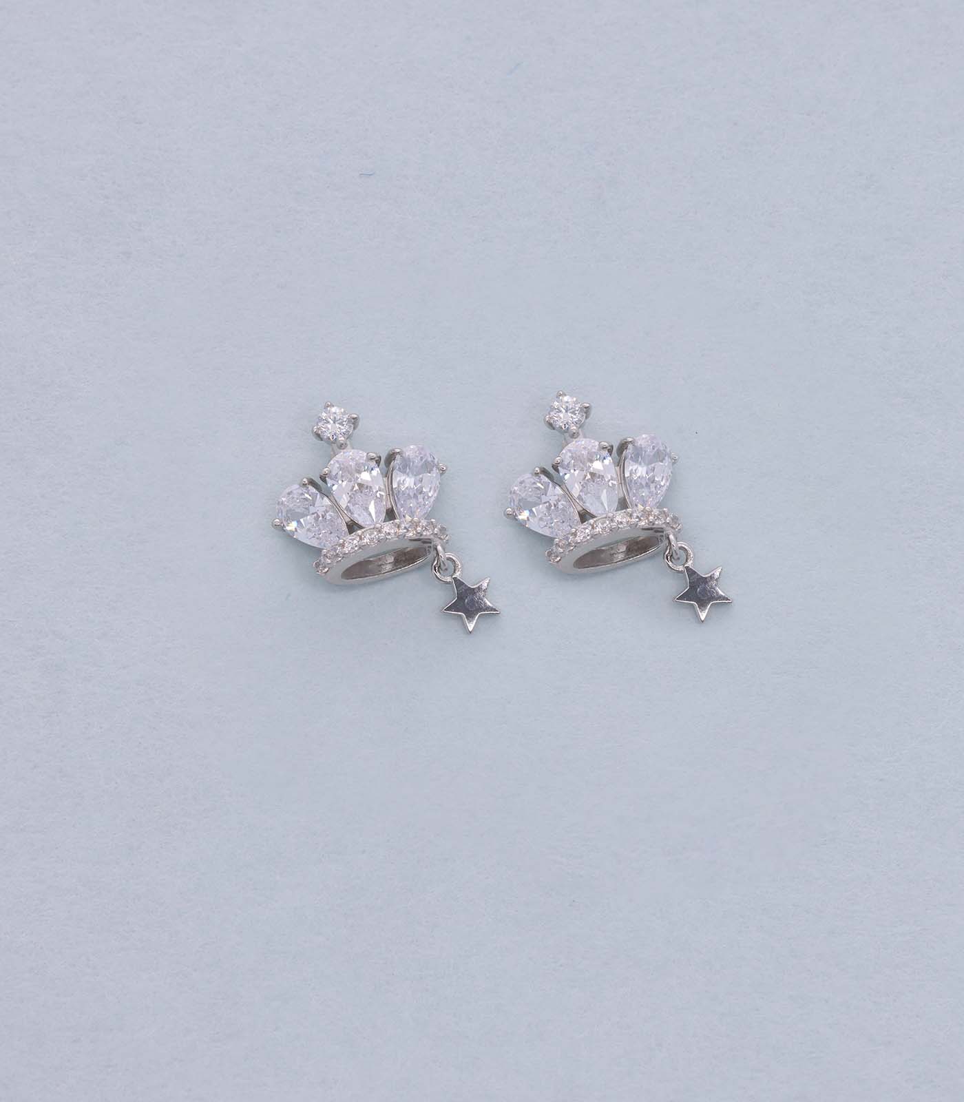 Mini crown earrings(Silver)