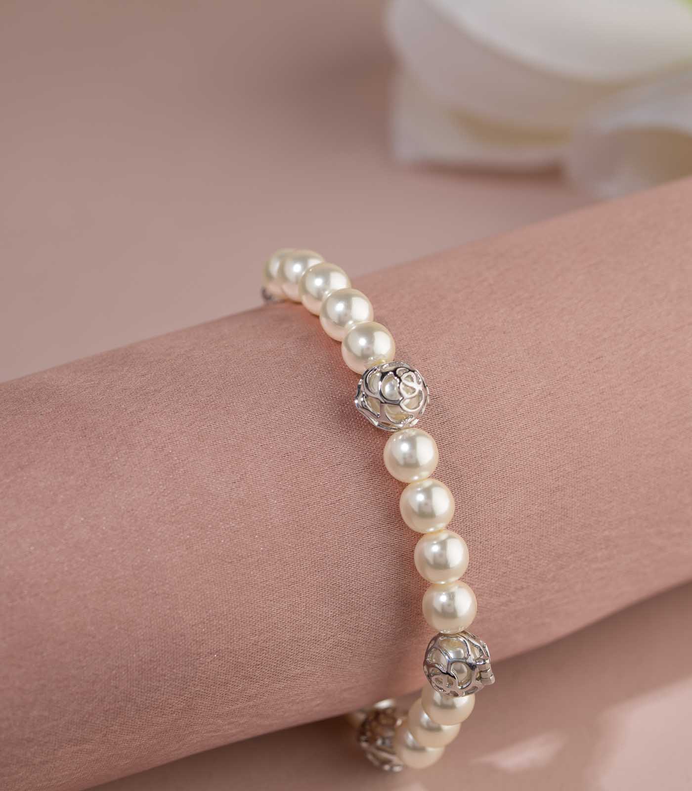 Pearls Of Charms SIlver Color Bracelet (Brass)