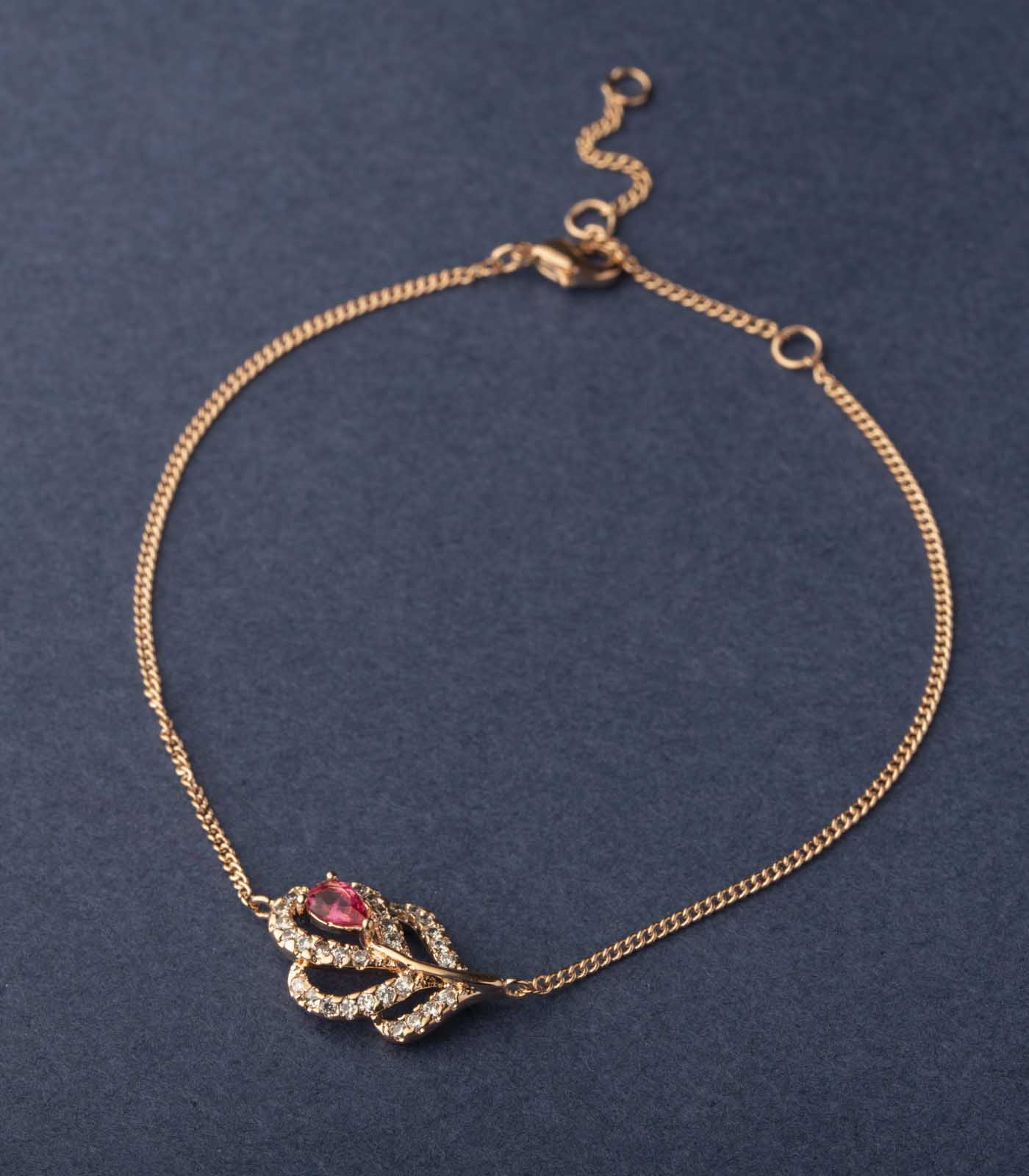 Pink Dry Flower Bracelet (Brass)