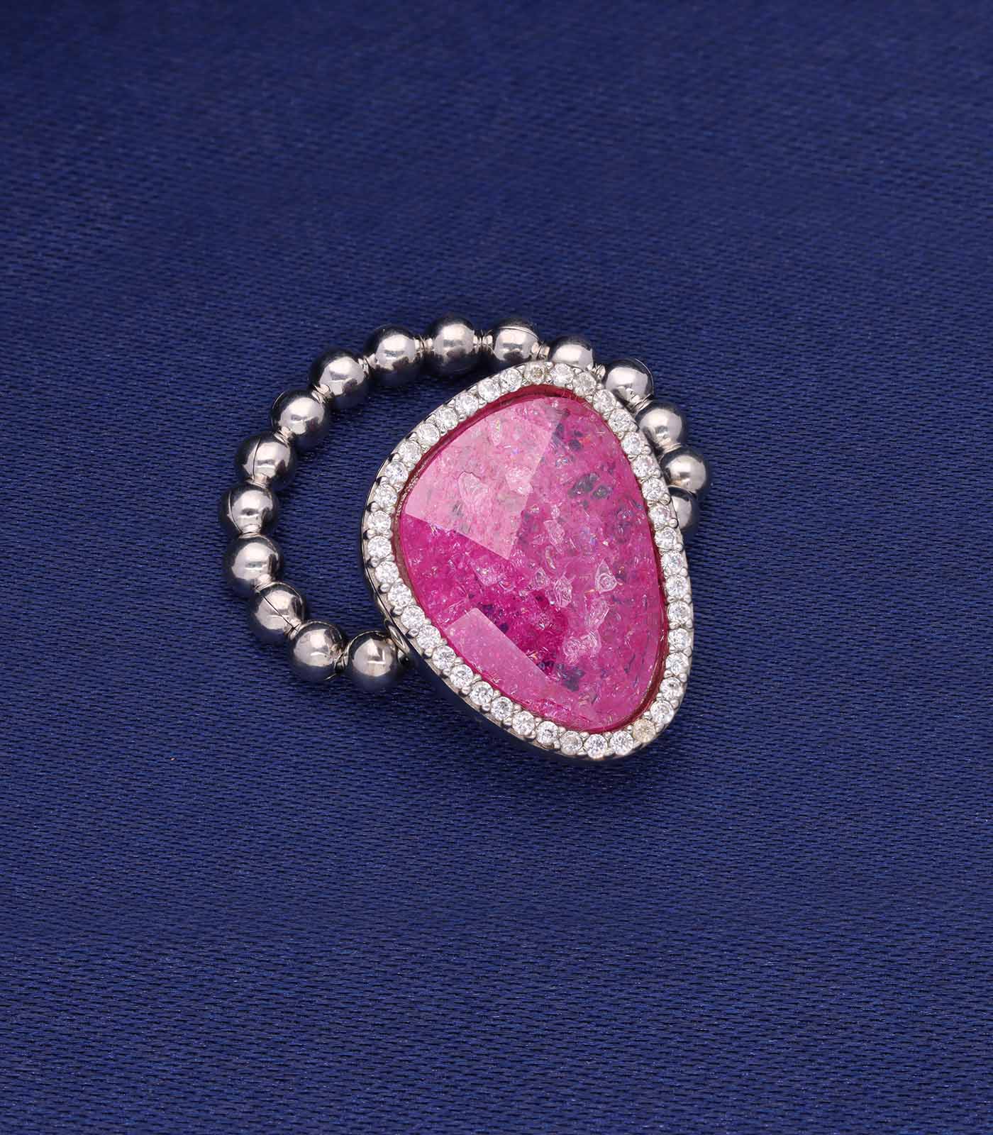 Pink stone ring(Silver)