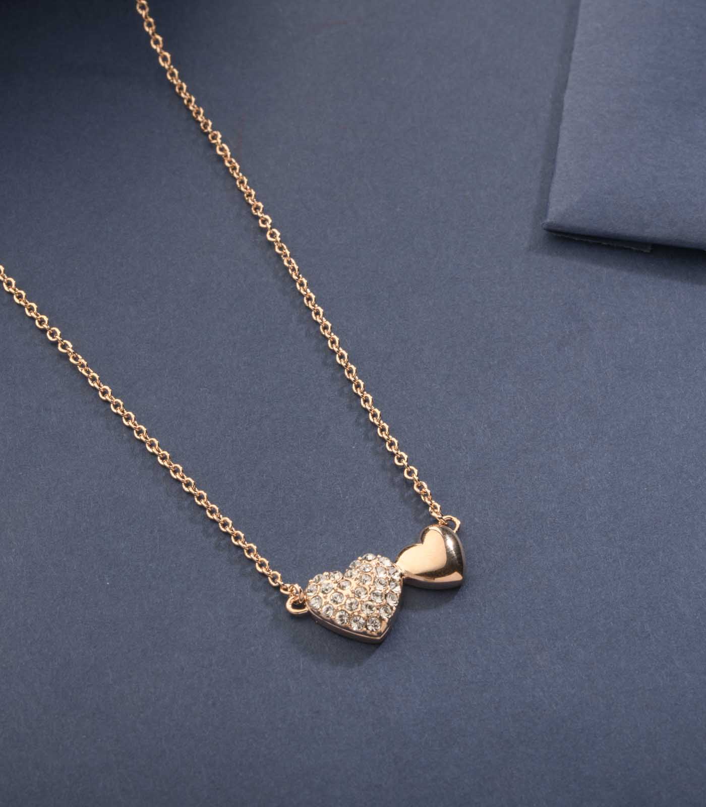 Polished Glorious Twin Hearts Necklace (Brass)