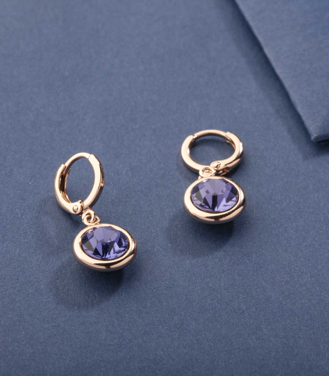 Precious Purple Dots In The Round Brass Loops Earrings (Brass)