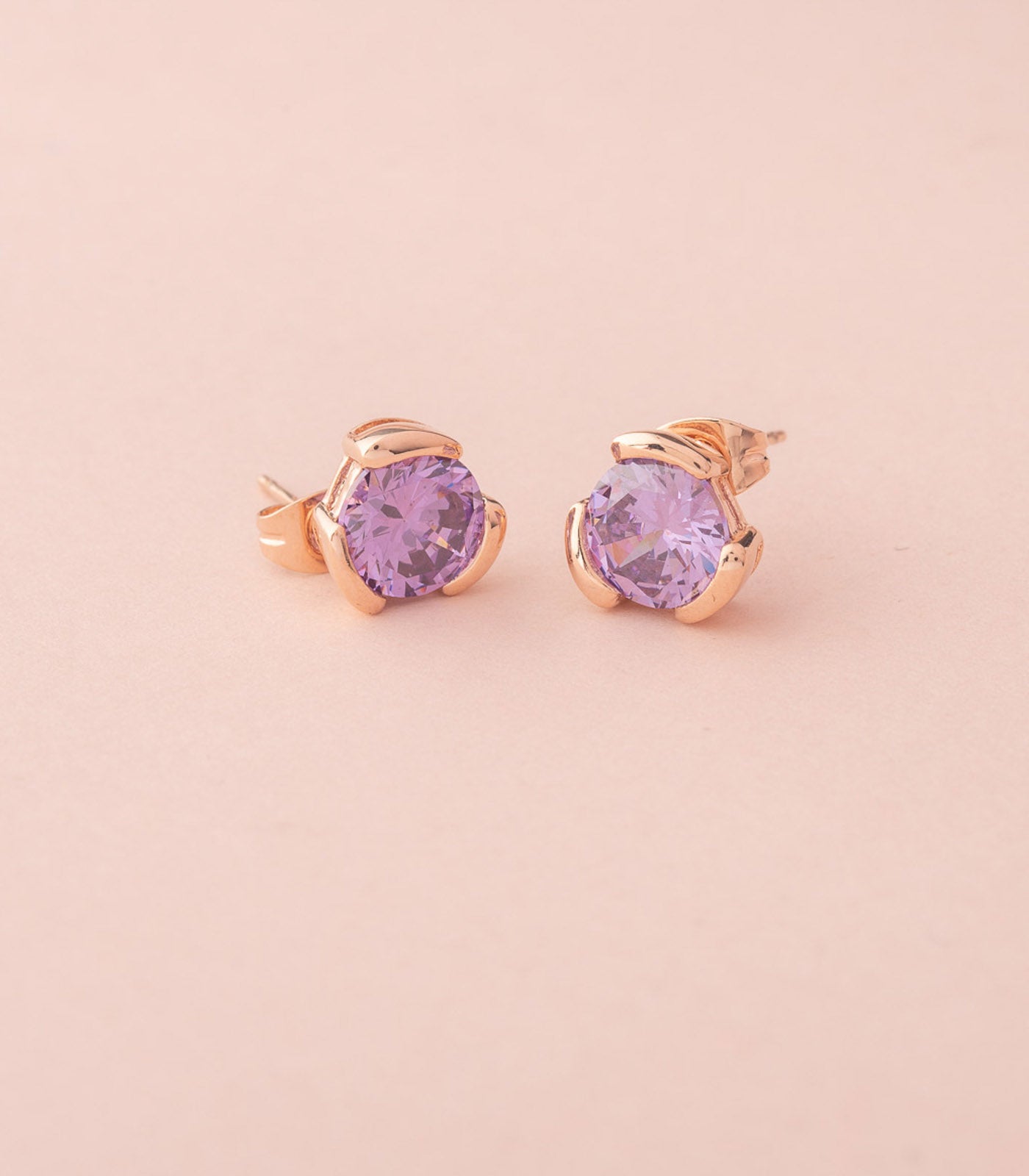 Purple Blossom Studs Earrings (Brass)