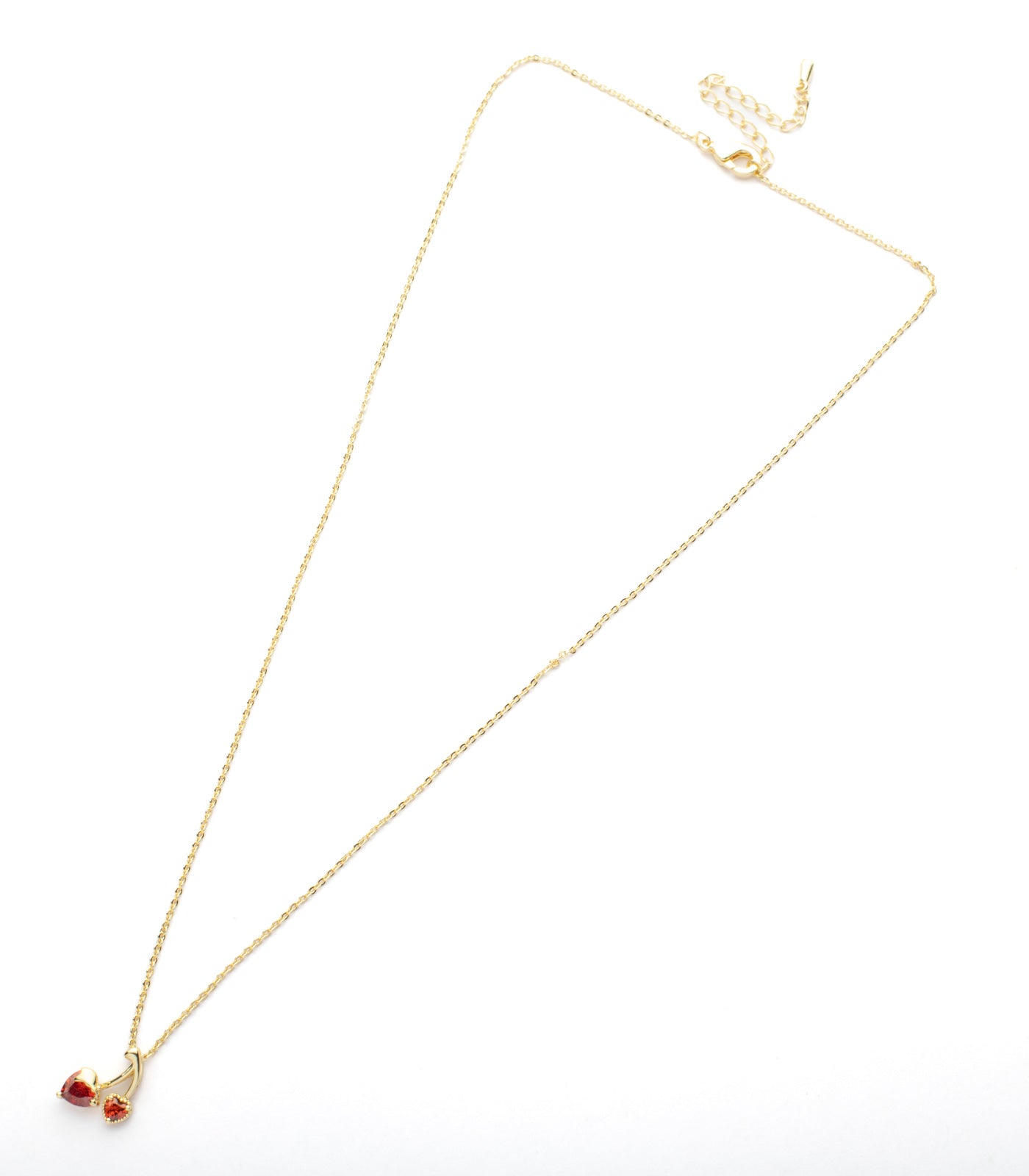 Red Studded Twin Heart Pendant (Brass)