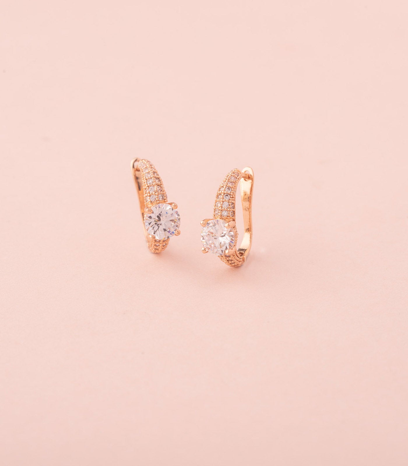 Scintillating Stone Studs - Golden Color Earrings (Brass)