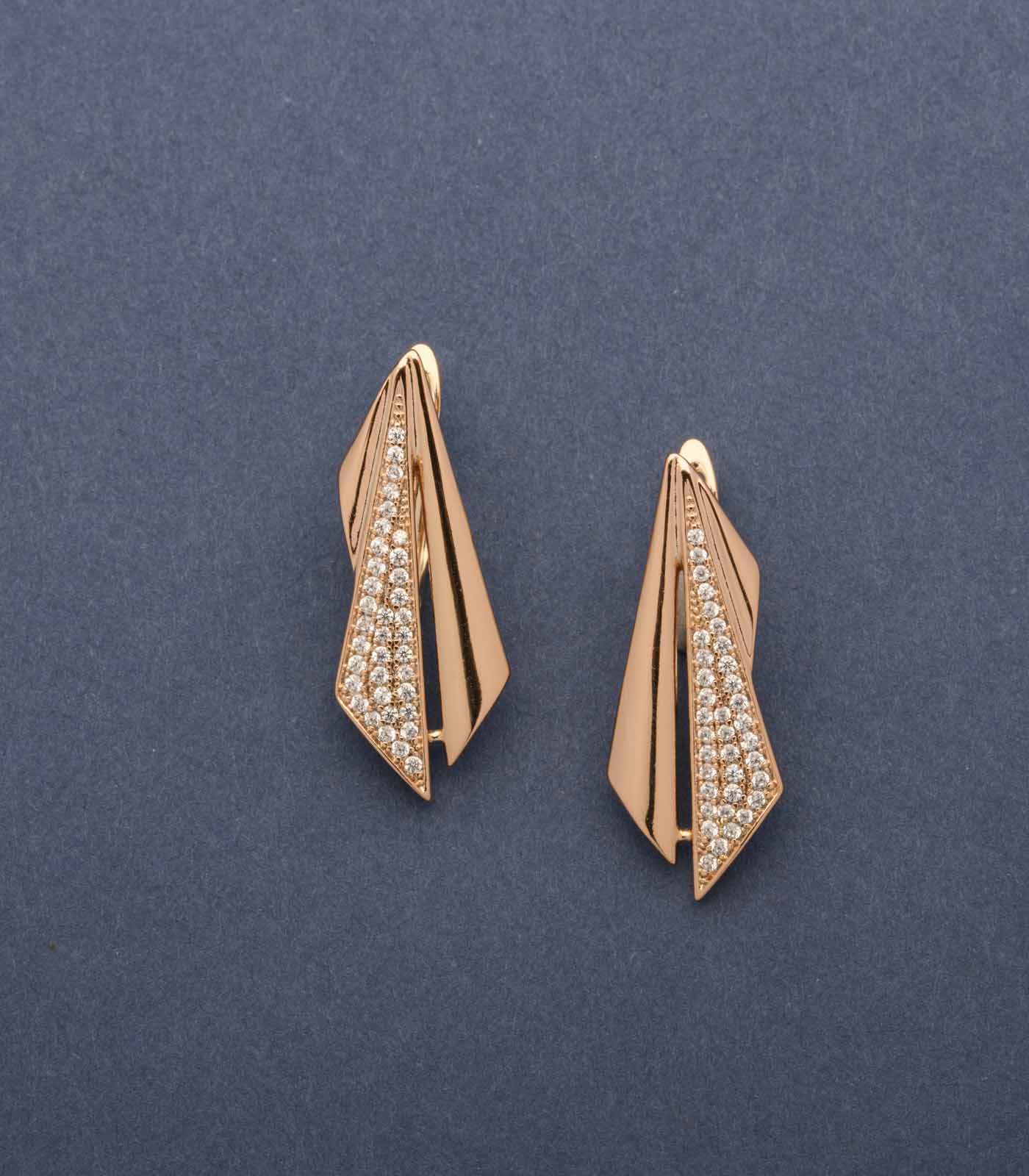 Shiny Prismatic Brass Plates Of Precious Stones Earrings (Brass)