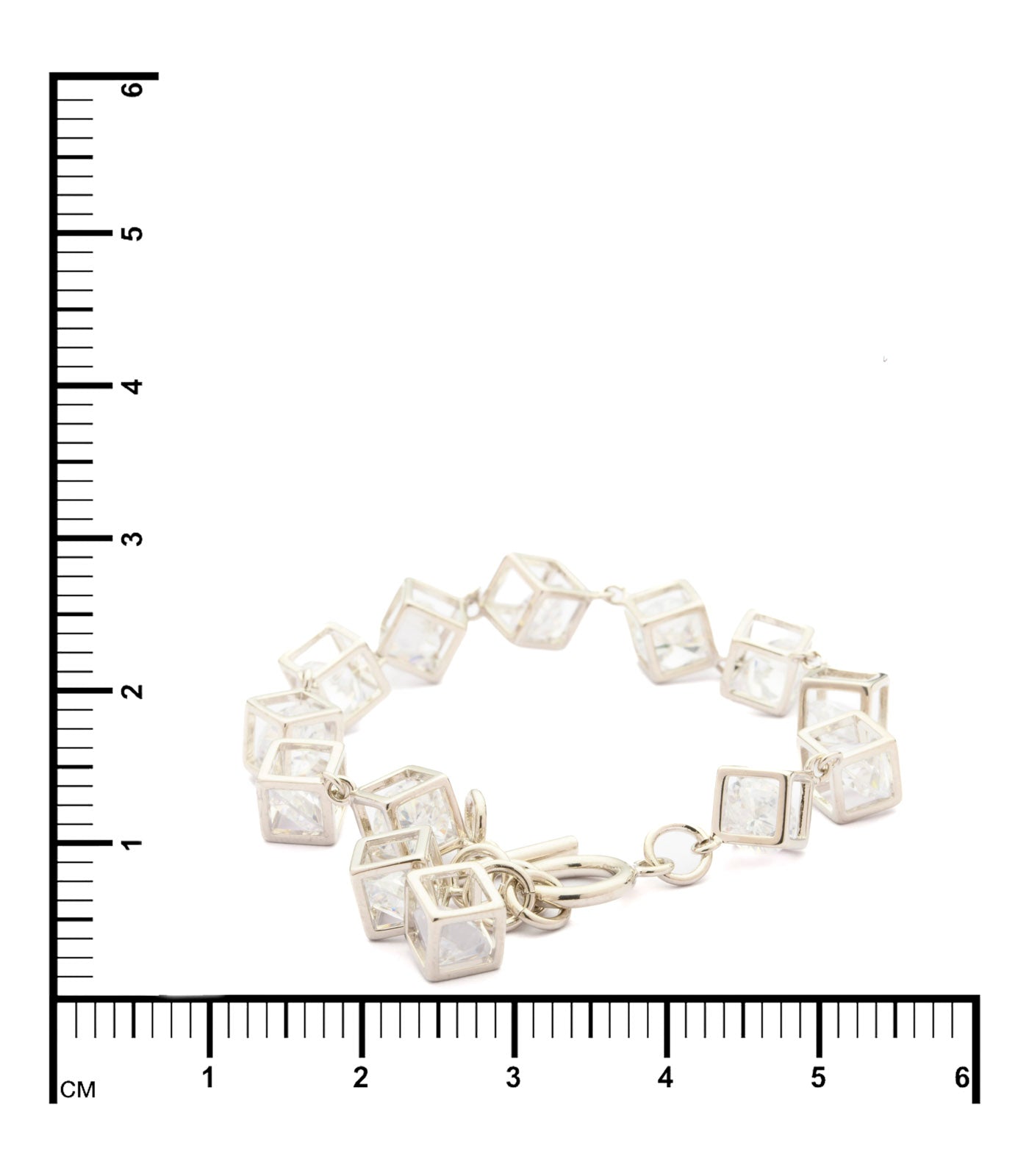 Silver Cubes Encased Diamonds Bracelet (Brass)