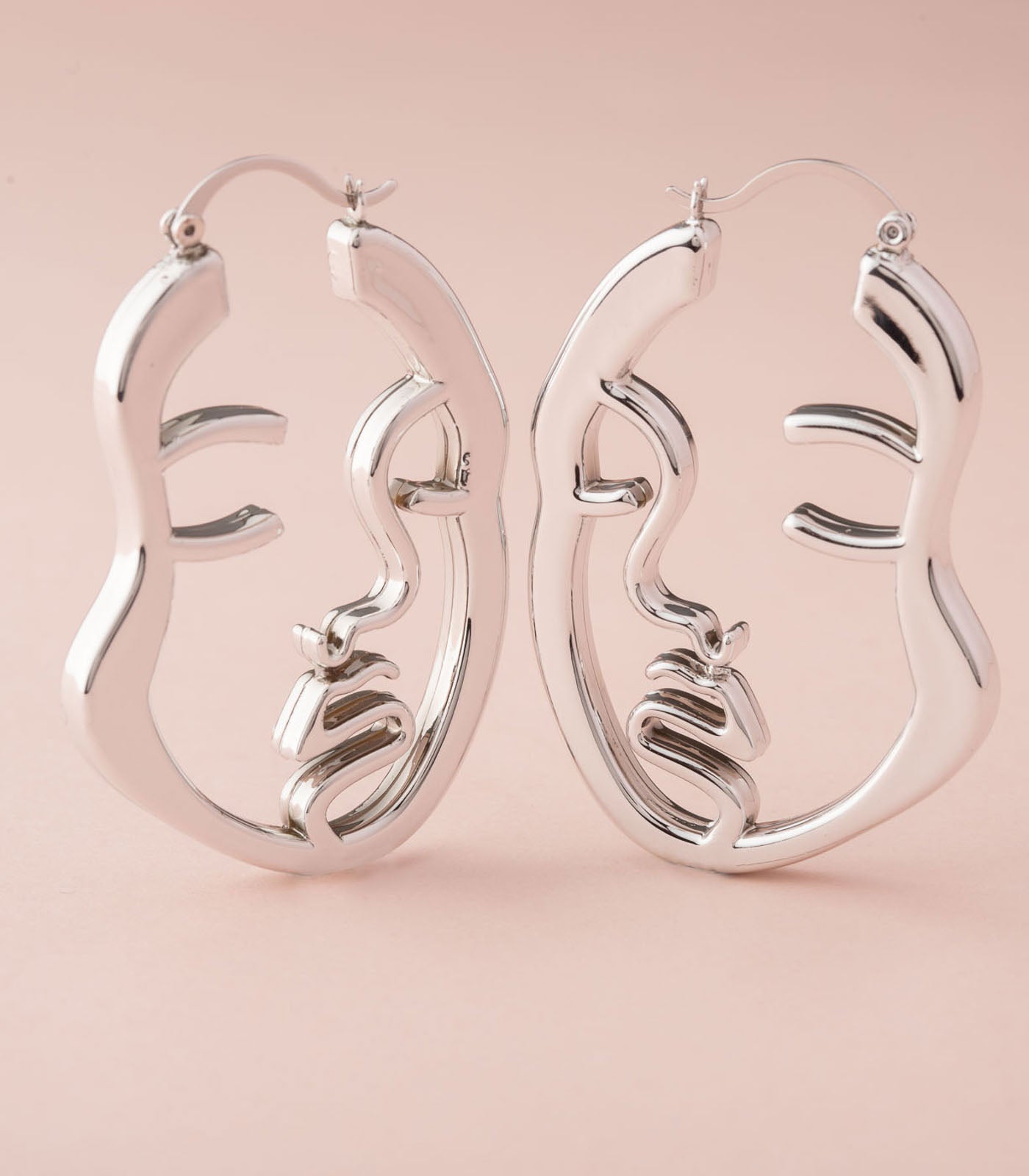 Silver Faces Earrings (Brass)