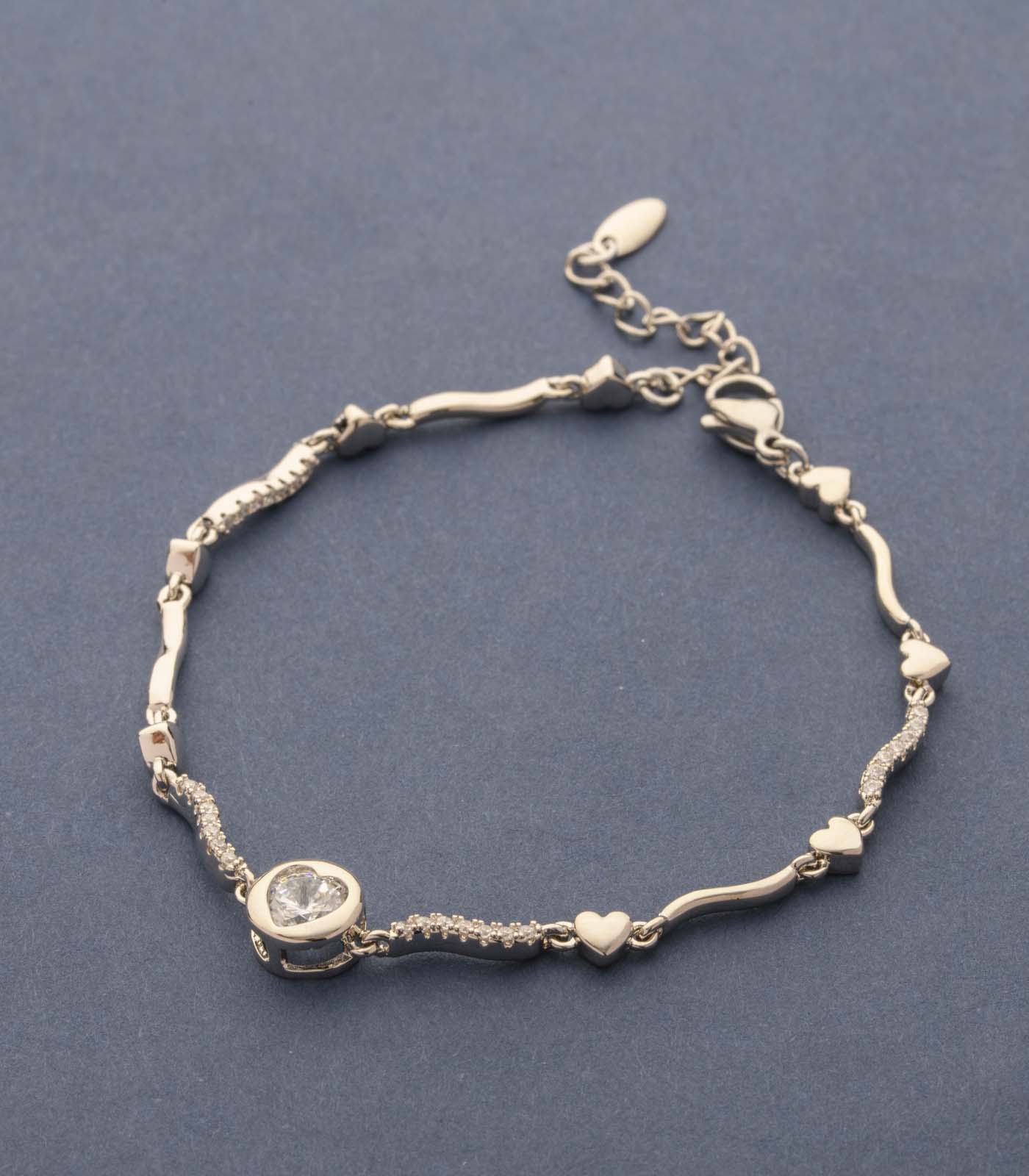 Silver Thread Of Tiny Pendants Bracelet (Brass)