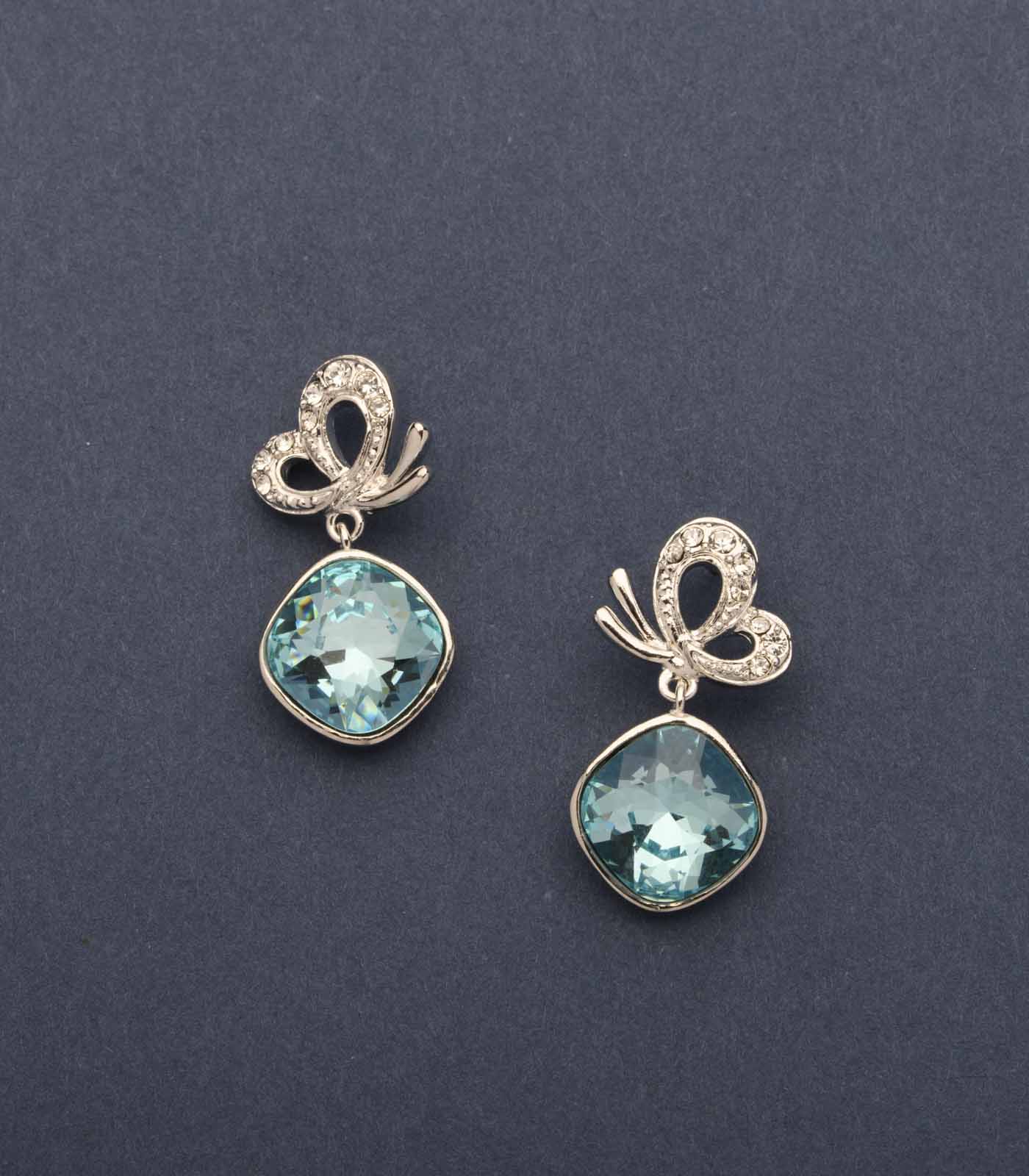 Silver birds And Blue Gem Tops (Brass)