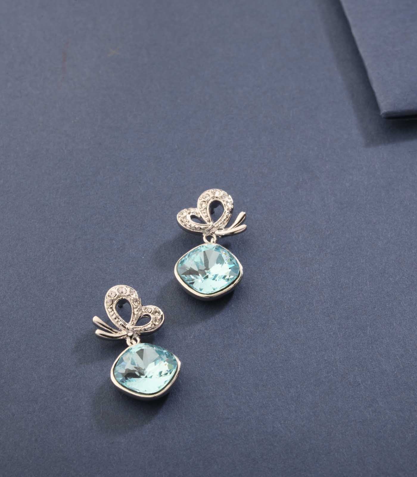 Silver birds And Blue Gem Tops (Brass)