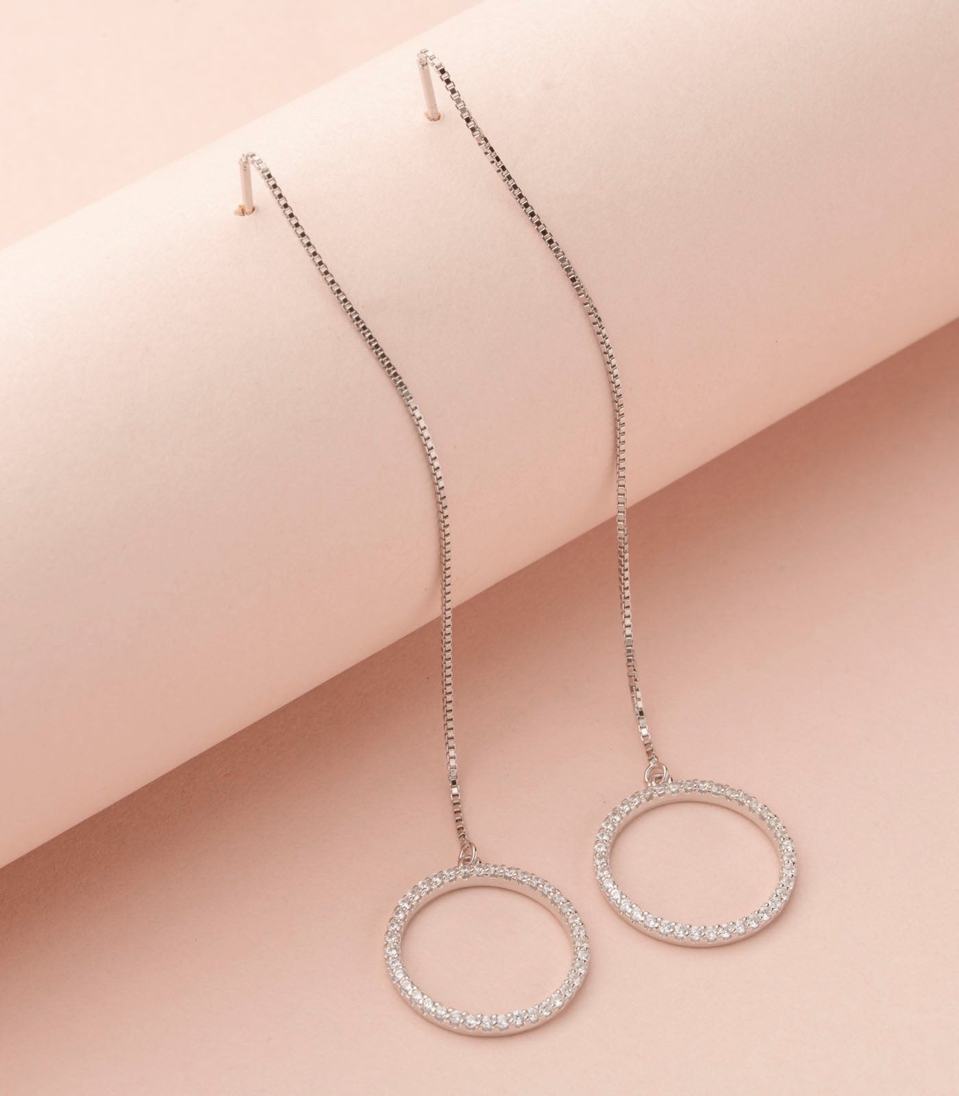 Silver circle drop earrings (Silver)