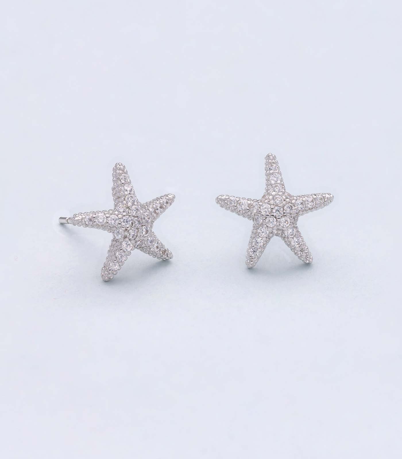 Snowy starfish earrings(Silver)