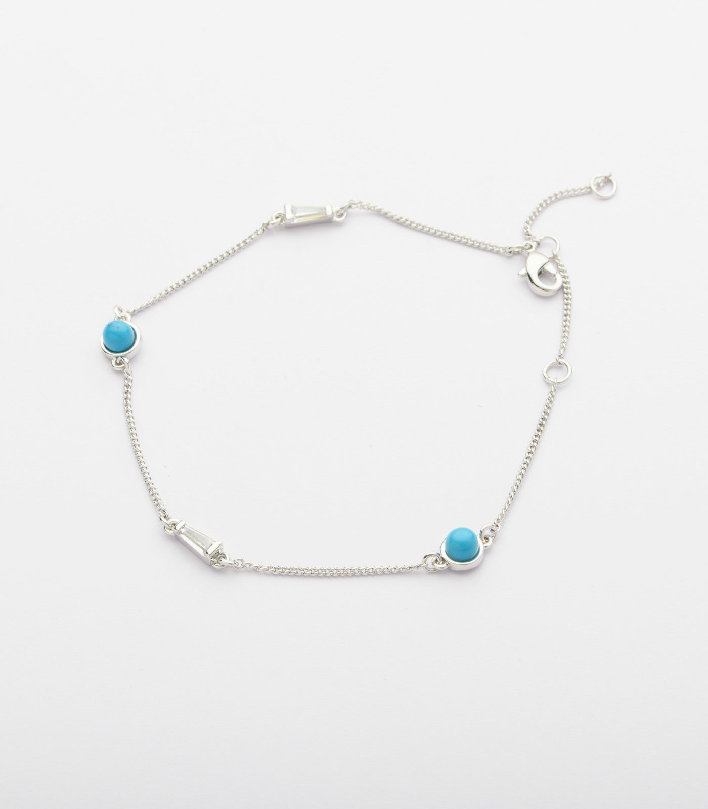 Sophisticated Silver String Of Blue Dots Bracelet (Brass)