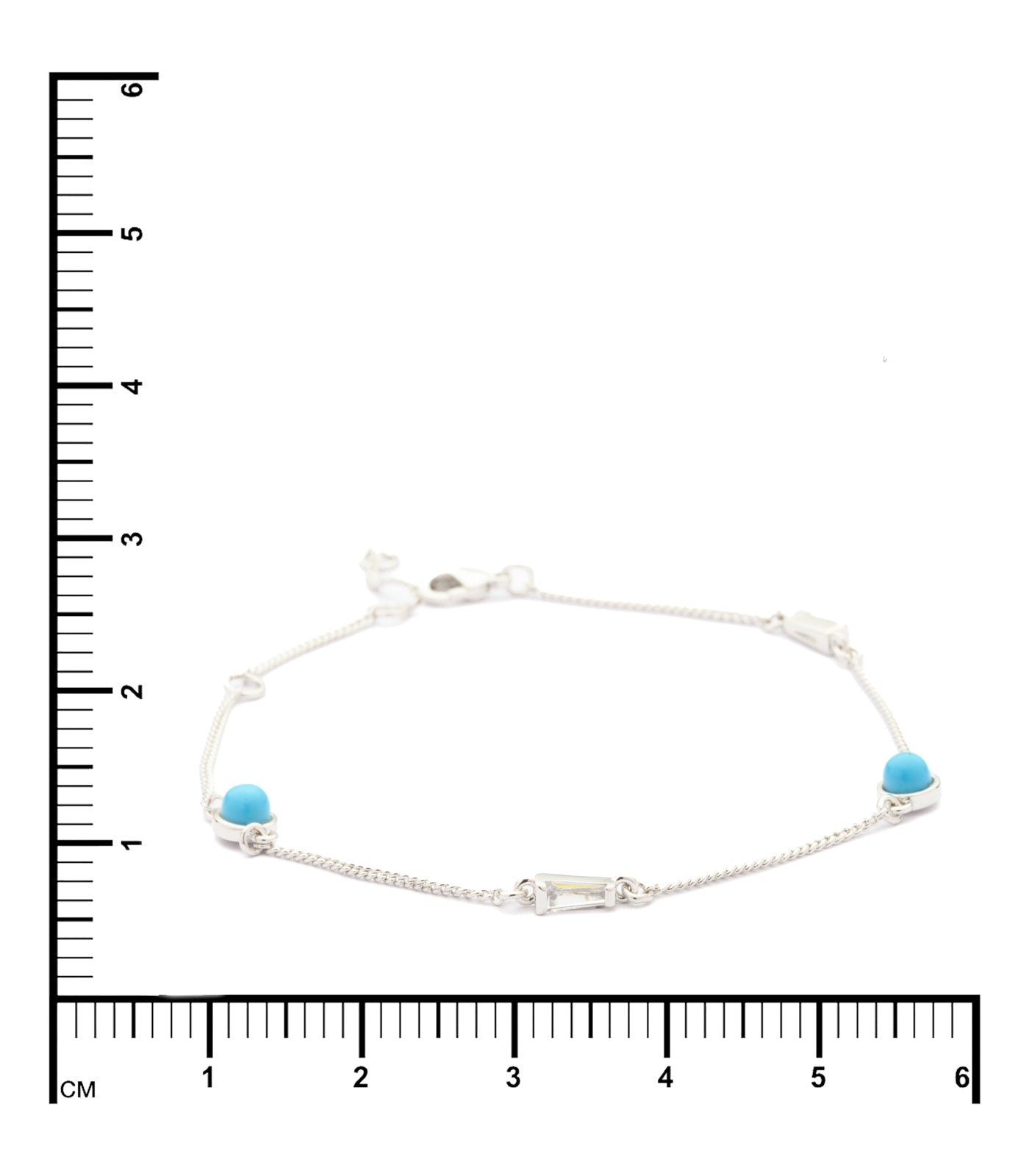 Sophisticated Silver String Of Blue Dots Bracelet (Brass)