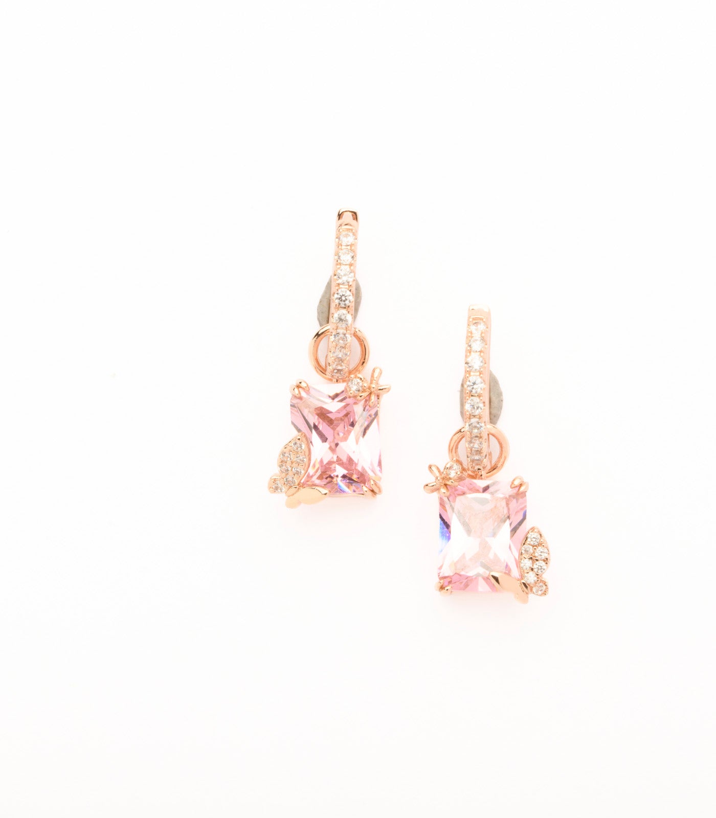 Stylish Pink Flowers Earrings (Brass)