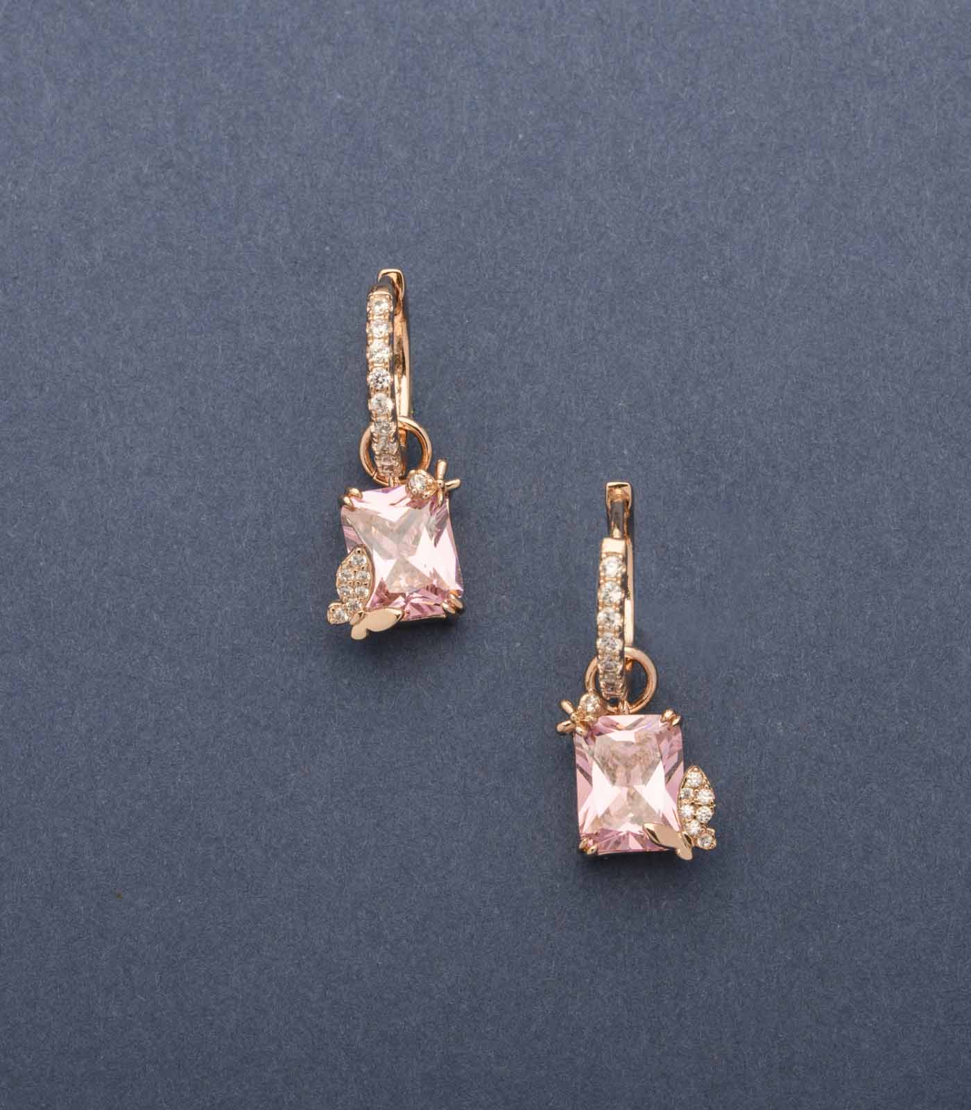 Stylish Pink Flowers Earrings (Brass)
