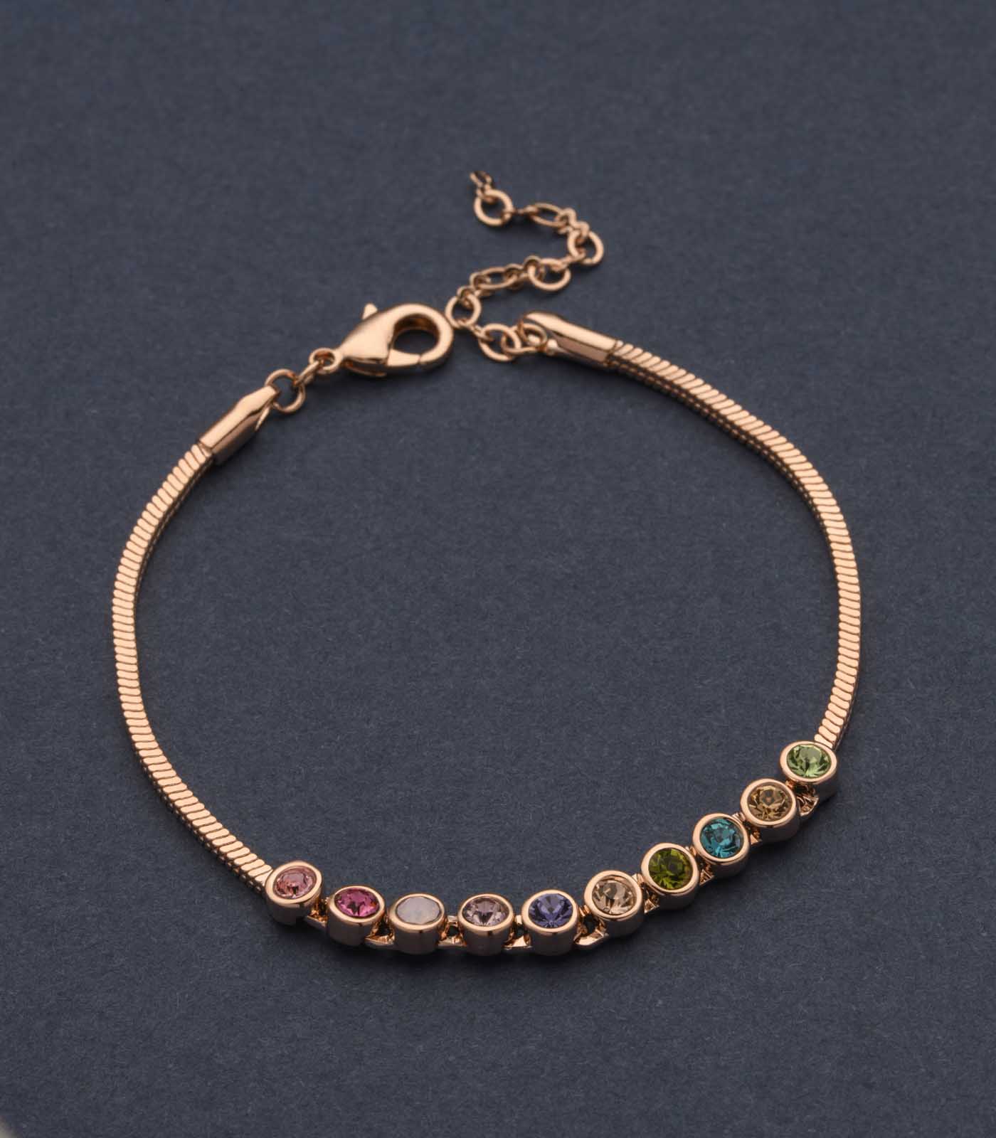 Textured Color Stones On Handmade Bracelet (Brass)