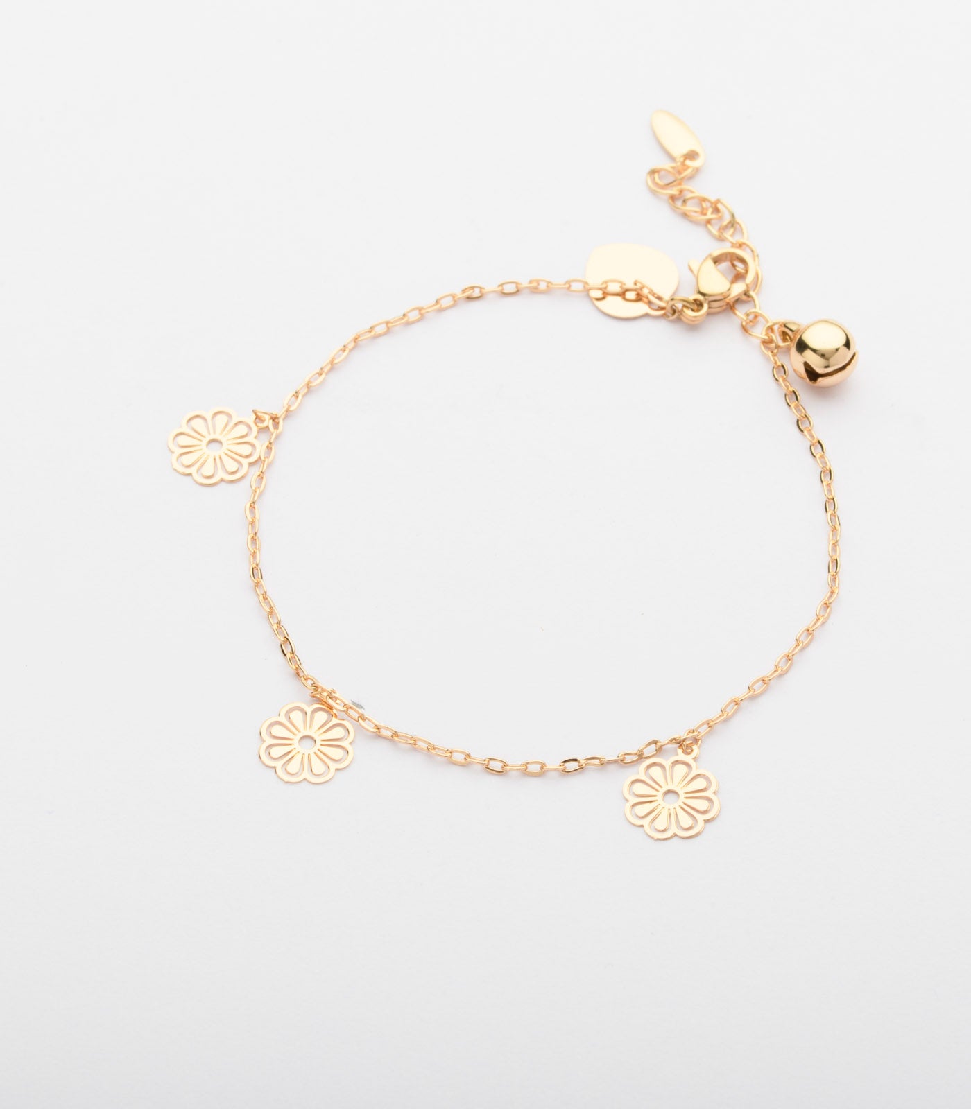 Texured Beautiful Strings Of Brass Flowers Bracelet (Brass)
