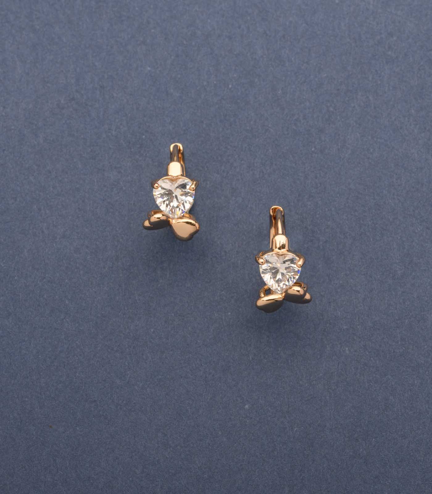 The Elegant Hearts Of Precious Stones Earrings (Brass)