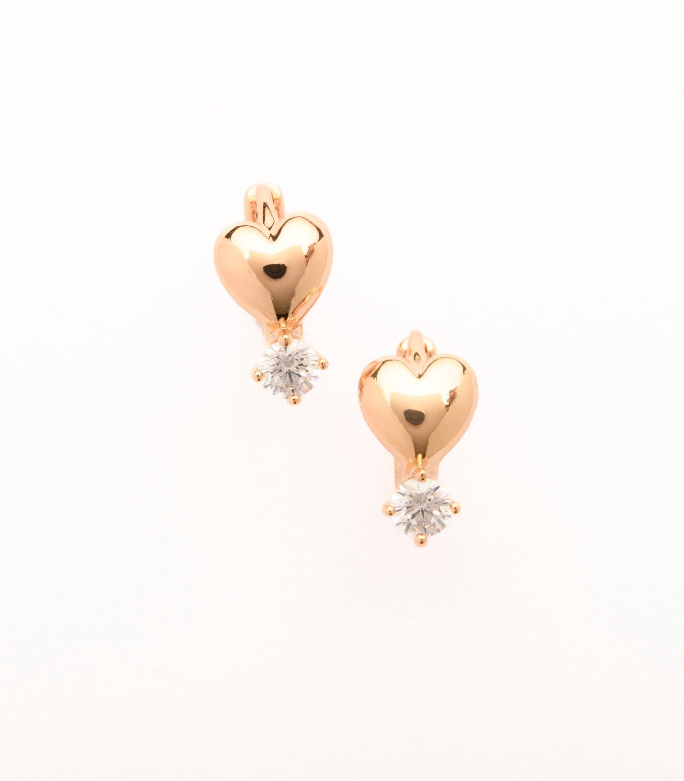The Elegant Twin Hearts And Sparkling Stones Earrings (Brass)