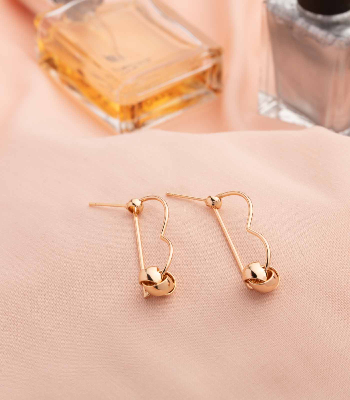 The Entangled Shimmer - Golden Studs Earrings (Brass)