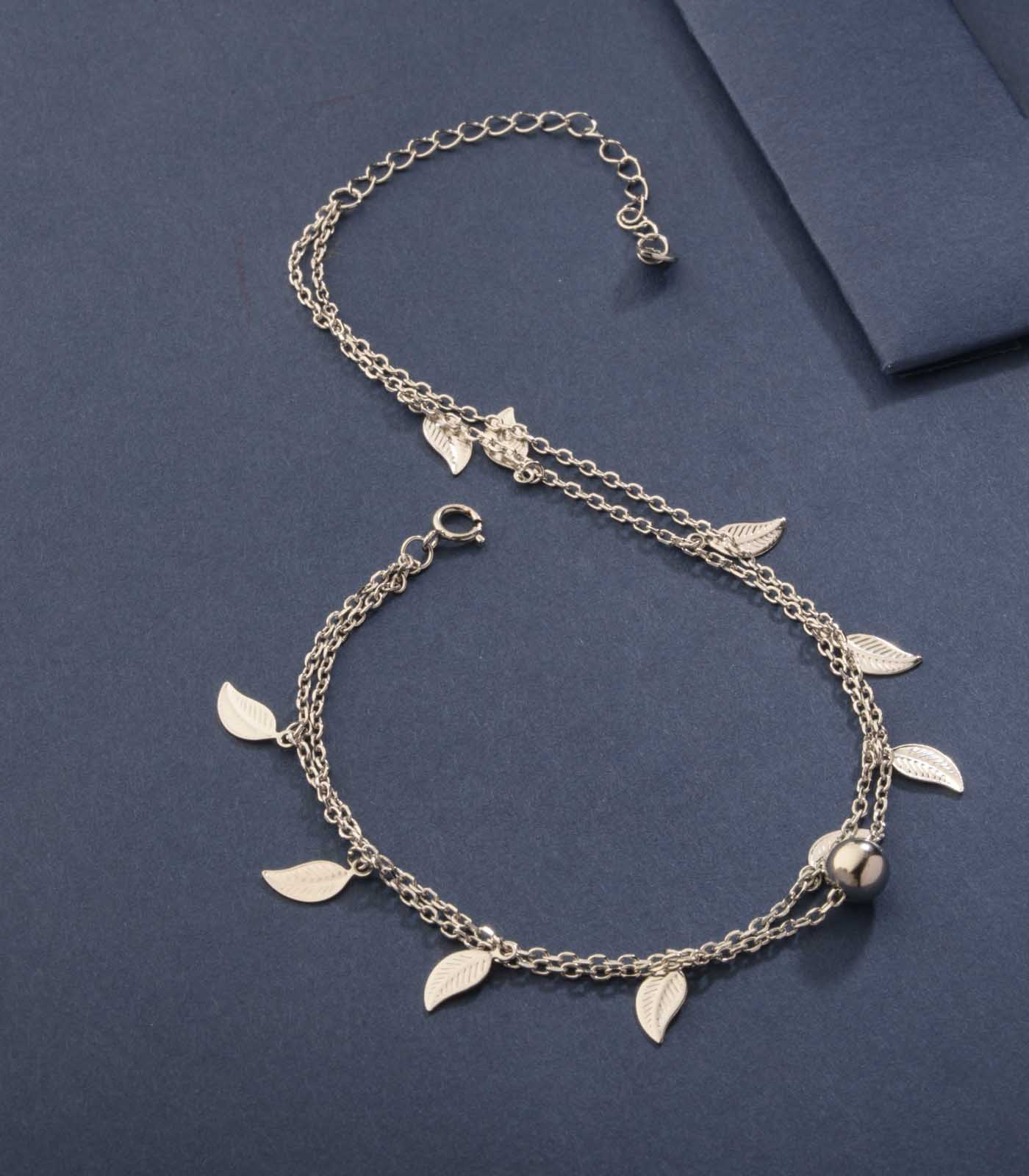 Thread Of The Windy Leaves Anklet (Silver)
