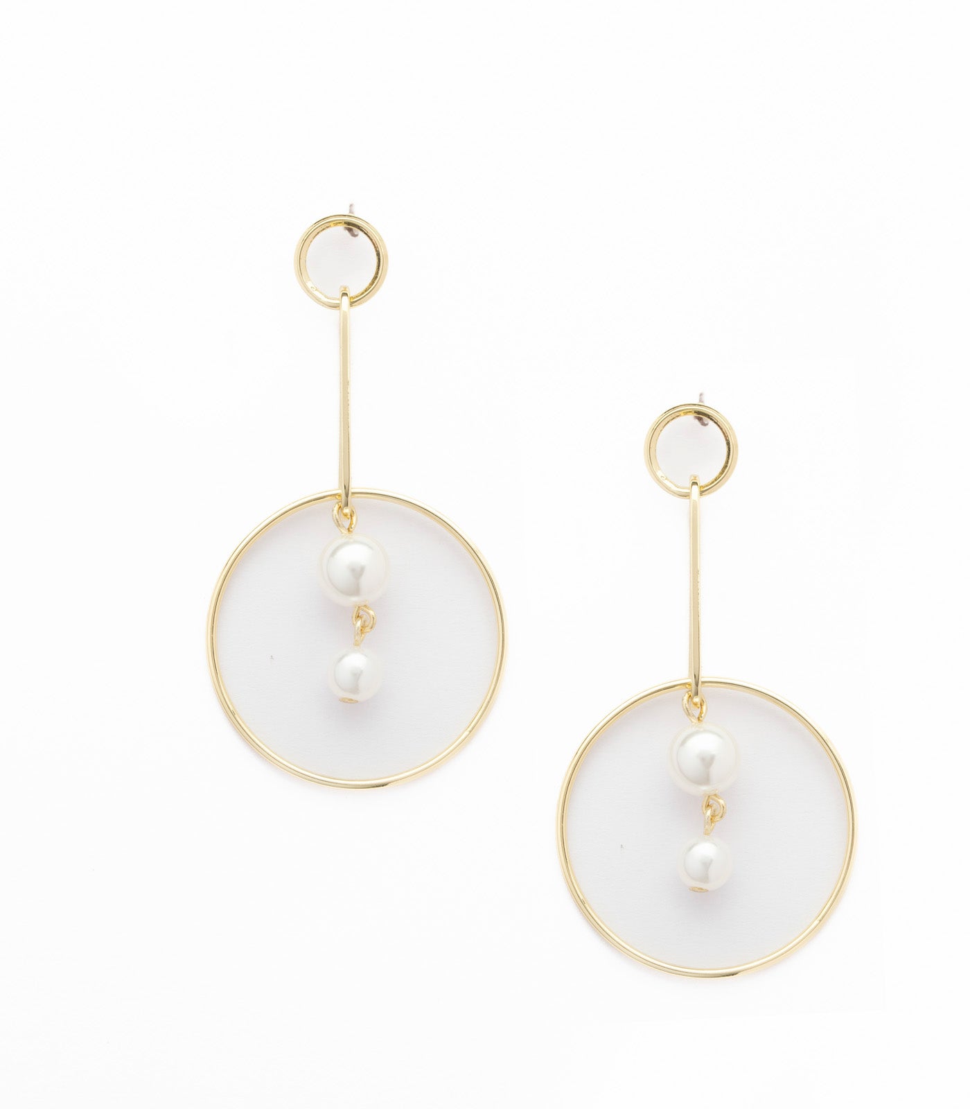 Twin Pearl Earrings (Brass)