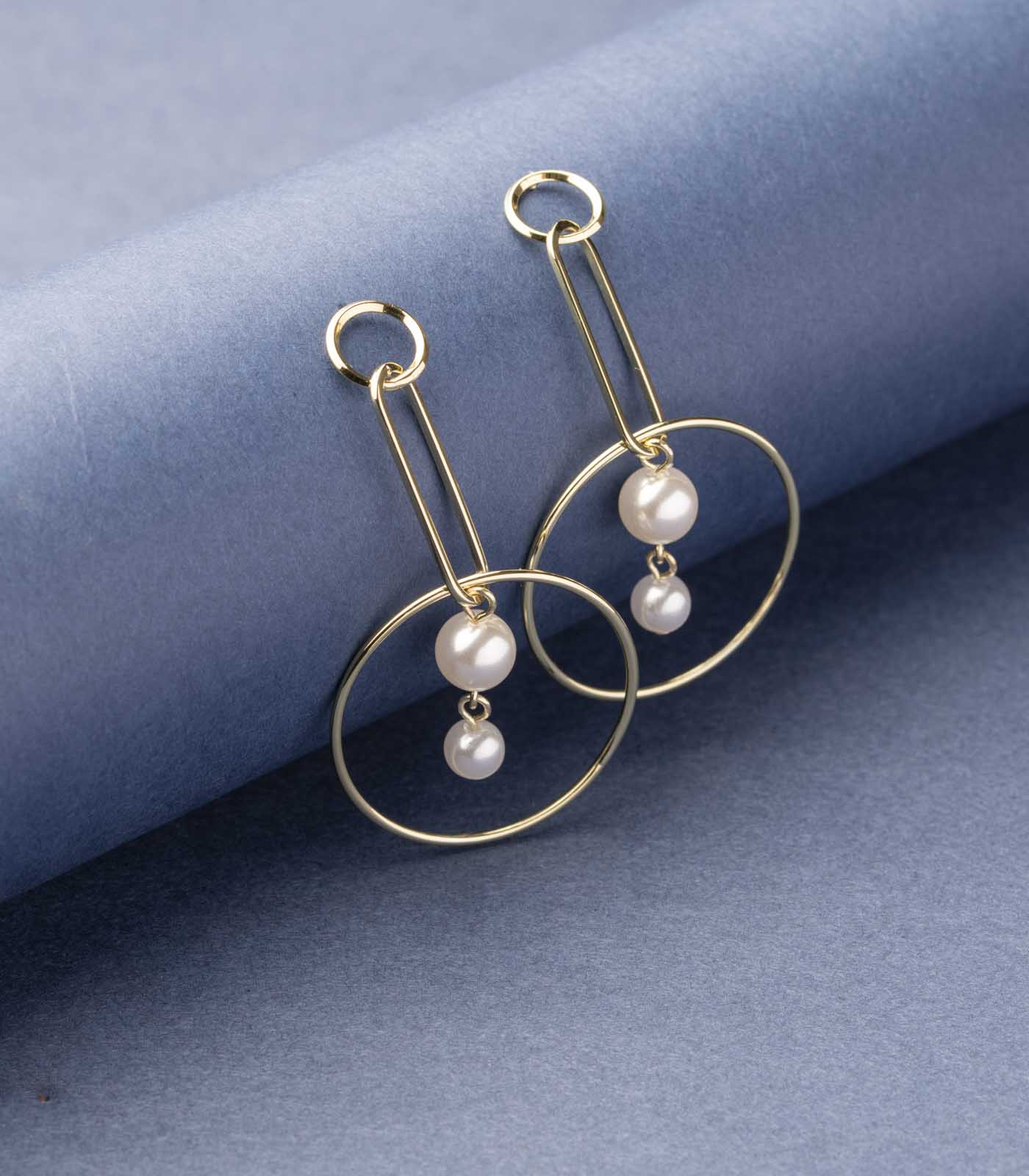 Twin Pearl Earrings (Brass)